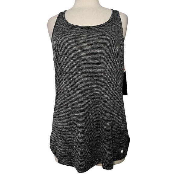 Bally Total Fitness Racer Back Tank Top Sz L Black/Gray Dry Wick NEW - Picture 1 of 5